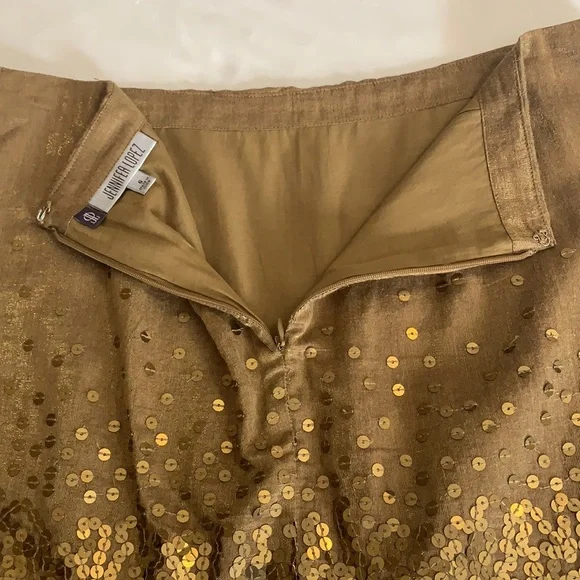 Jennifer Lopez Embellished Tan Mini Skirt Size 6 - Picture 4 of 9